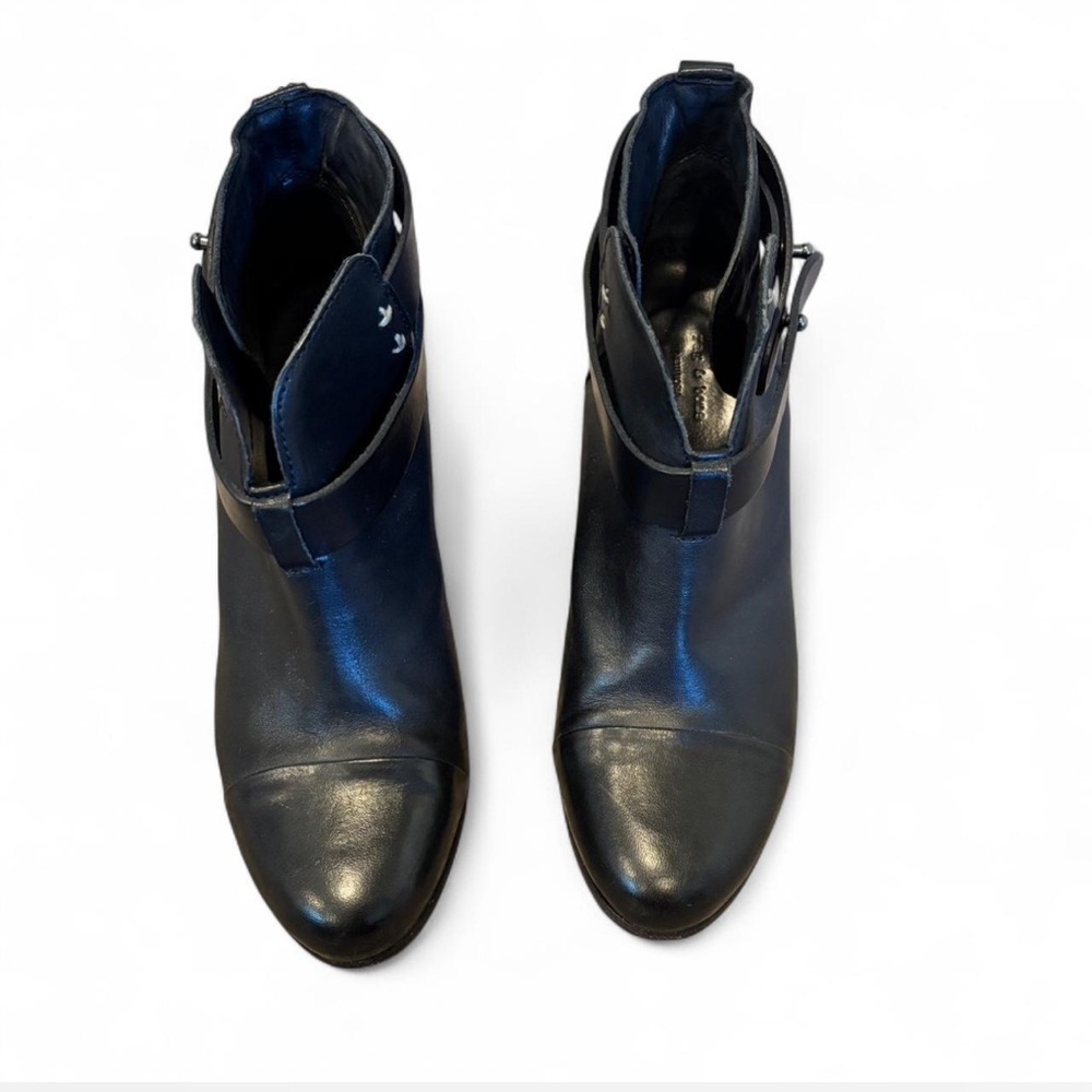 Rag & Bone Black Leather Moto Ankle Boots Size 6 EU 36 Handmade in Italy - Picture 4 of 15